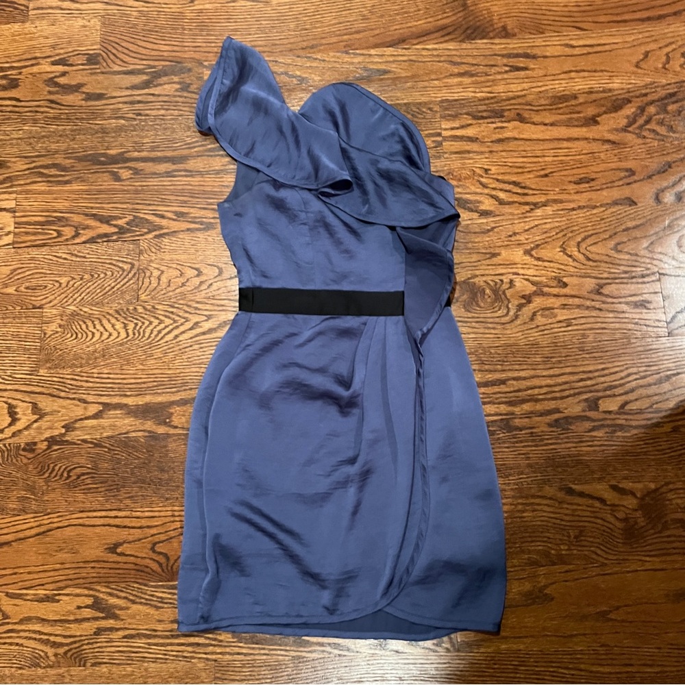 BCBG blue one shoulder dress EUC